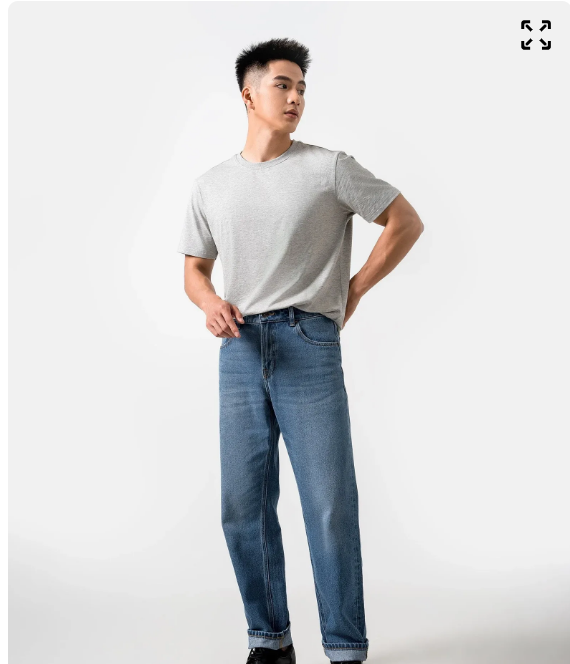 Quần Jean Nam Trơn Ống Ôm Kiểu Basic Form Slim - 10F23DPA027
