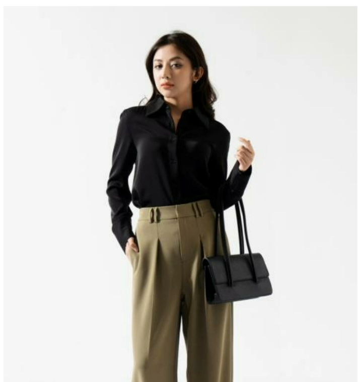 Quần Dài Nữ Ống Rộng Xếp Ly Phối Lưng Thun Form Relax - 10F23PFOW008