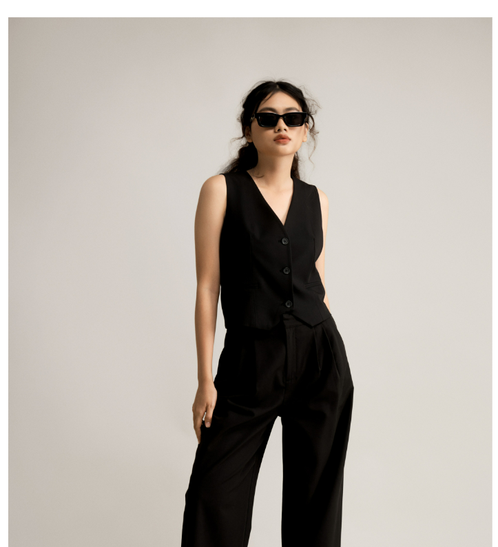 Quần Tây Nữ Twill Xếp Ly Trơn Form Regular - 10S23PFOW024