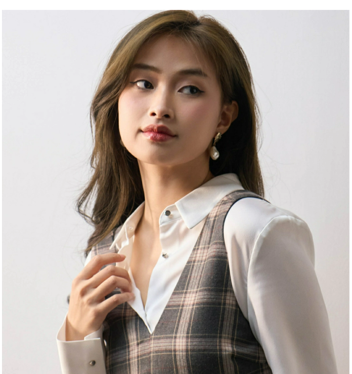 Đầm Nữ Chữ A Sát Nách Kẻ Sọc Caro Cổ V Form A line - 10F23DREW003