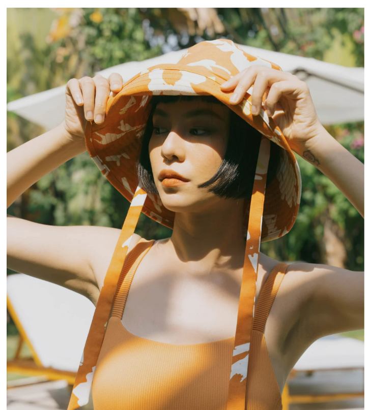 Nón Bucket Nữ Cotton Rộng Vành Buộc Dây Hoa Văn Freesize - 10S23HATW005